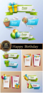  Birthday, holiday banners vector 