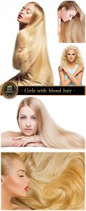  Girls with luxurious blond hair - Stock Photo 