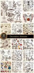  Collection of vector calligraphic elements, decorative elements 