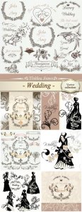  Collection of bridal silhouettes for design, vector design 